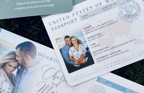 destination wedding invitation passport