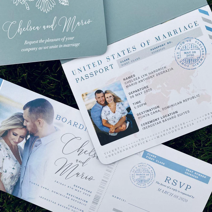 destination wedding invitation passport