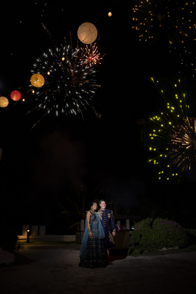 destination wedding | moon palace cancun | fireworks